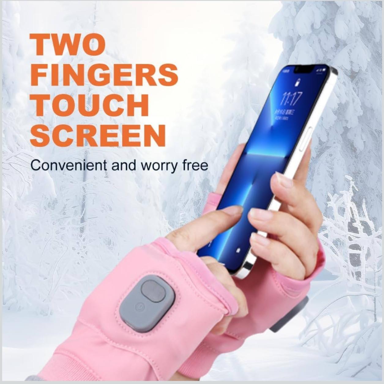 Rechargeable Smart Heated Gloves, Upgraded Smart Thermostatic Electric Heated Fingerless Gloves Rechargeable, Winter Hand Warmer for Work Cycling Skiing Outdoor Snow