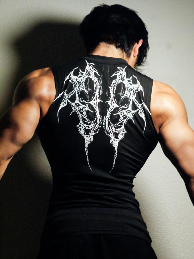 Men'S Sports Compression Tank Top | Sleeveless, High Stretch, Crew Neck, Geometric-patterned, Moisture-wicking, Breathable Knitted Fabric for Basketball and Training