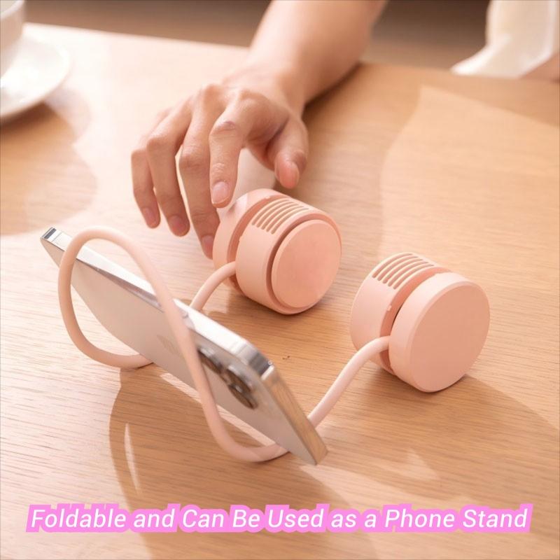Foldable Neck Fan USB Rechargeable Portable Turbine Leafless Safety Quiet Mini Fan, Home Personal Outdoor Sports Fan