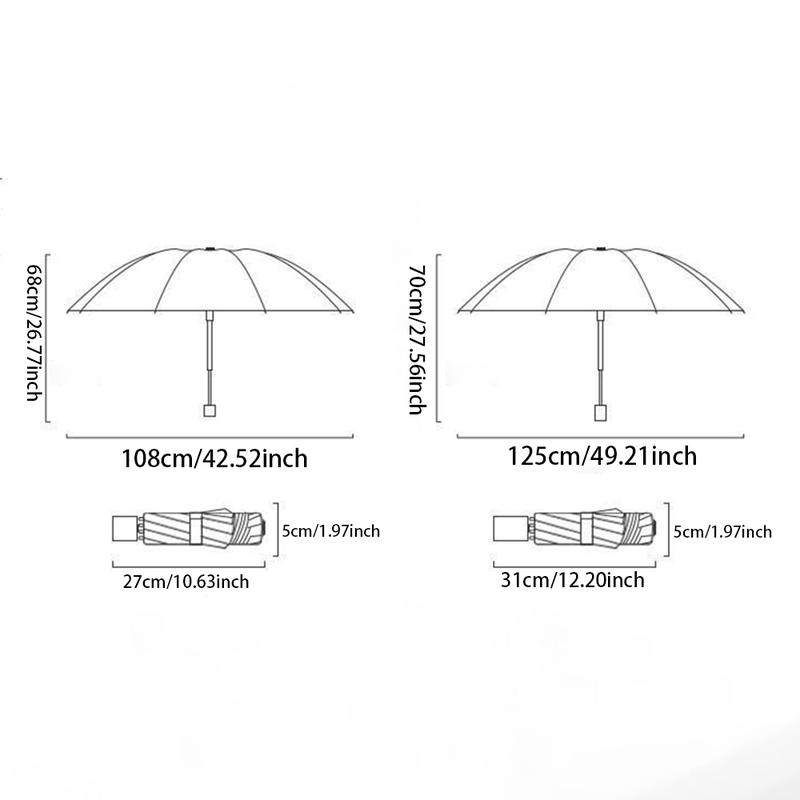 12-rib Reinforced Windproof Folding Umbrella, 1 Count Portable Manual Umbrella for Business, Travel, Rainy and Sunny Day, Durable, Compact and Easy To Carry, Wind Resistant Umbrella