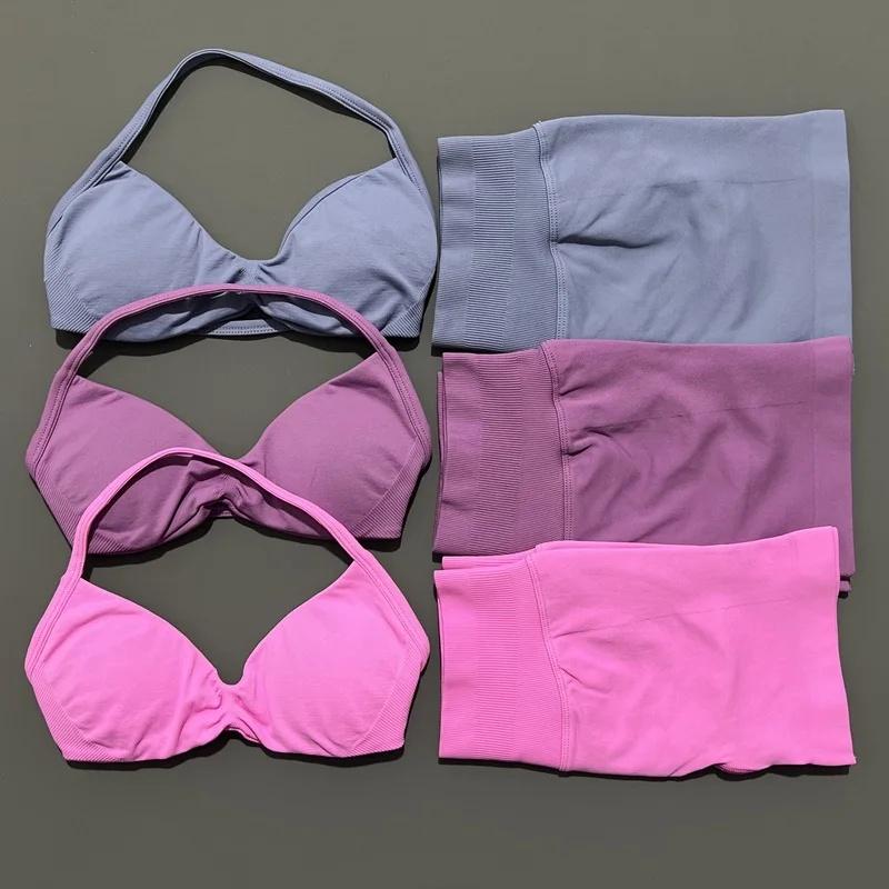 2 Piece Sport Set Women Seamless Yoga Tank Bra Waist Scrunch Bum Gym Shorts Sets Fitness Running Workout Suit,Sports,Leggings,Backless,Halter,Crop,Butt,stylish,activewear,,daily,outfit,,Insulated,Hunting,Camo,mfvim,woman,,athletic,, Two Piece Set