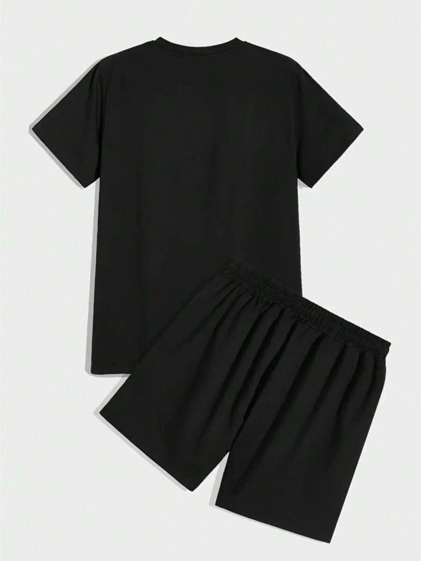 Boys' Summer Loose Short Sleeve T-Shirt & Shorts Set, Gothic Floral Print, Comfortable Street Style, Casual Daily Wear, Outfit Sets