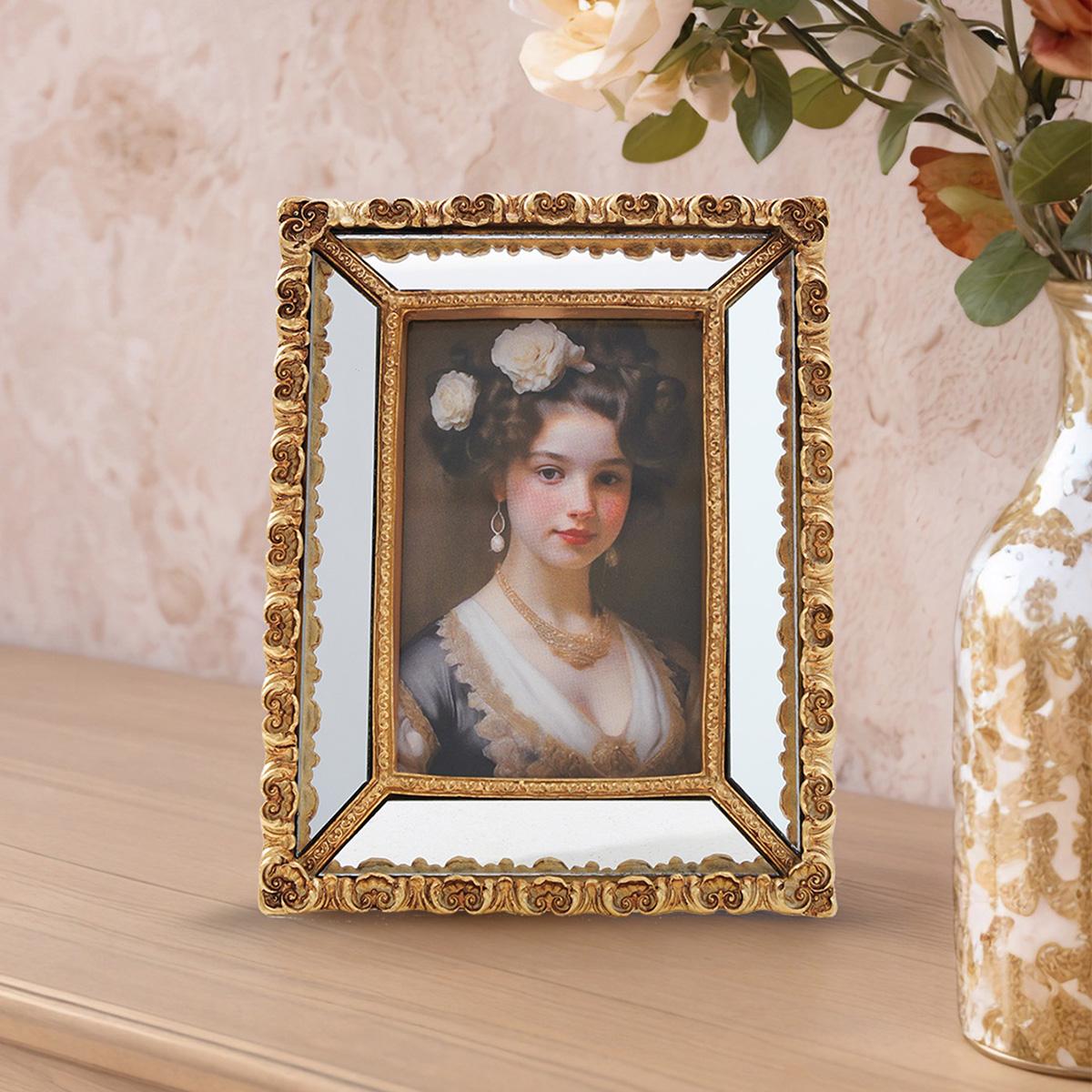 Leaf Pattern Decorative Photo Frame, Mirror Surface Design, Home Wall Art Display, Home Decoration, Versatile Horizontal & Vertical Use