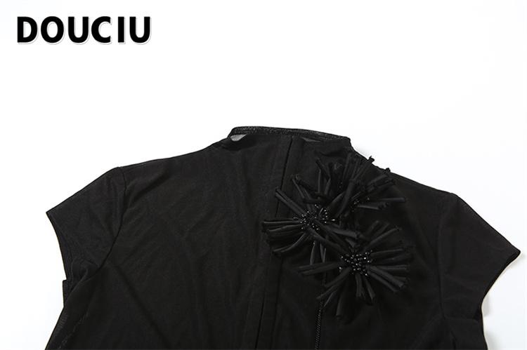 DOUCIU Summer Thin Cool Perspective Intellectual Elegant Versatile Street Chiffon Mesh Short-Sleeved Top T-Shirt