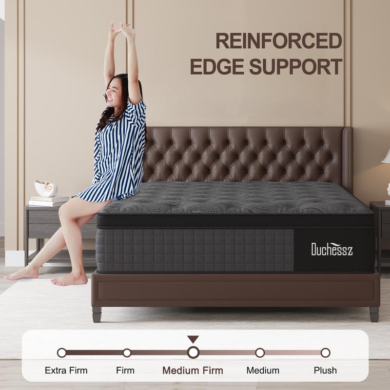 Twin Full Queen King Mattress, 10"12"14" Hybrid Mattress with Gel Memory Foam and Individually Pocket Innerspring Euro Top Mattresses Medium Firm for Motion Isolation, Edge Support, 100 Night Trial