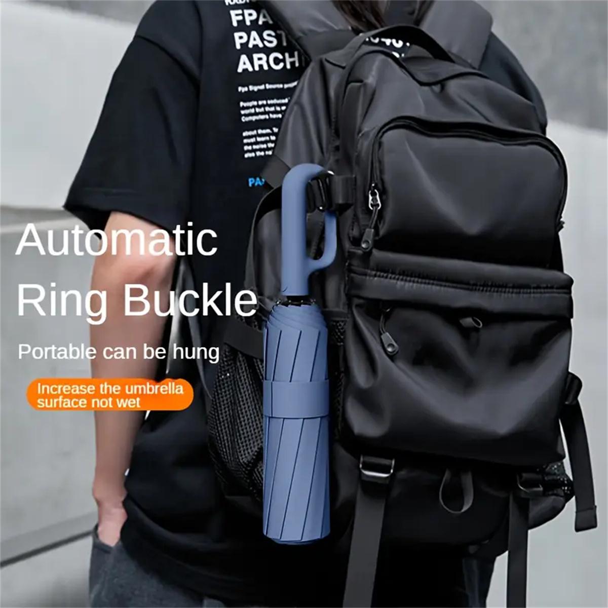 Automatic Folding Umbrella 1 Count 60pcs Portable Rain Umbrella with Loop Buckle Windproof Waterproof for Men Women