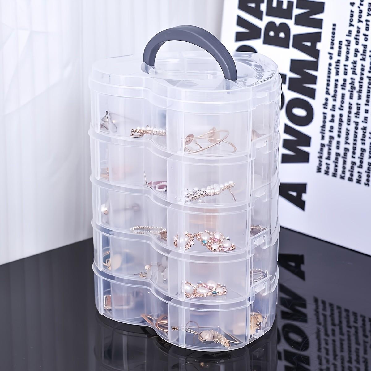 Large Capacity Earring Storage Box, Jewelry Organizer with Compartments, Sparkly Rhinestone and Bead Holder, Essential Jewelry Case