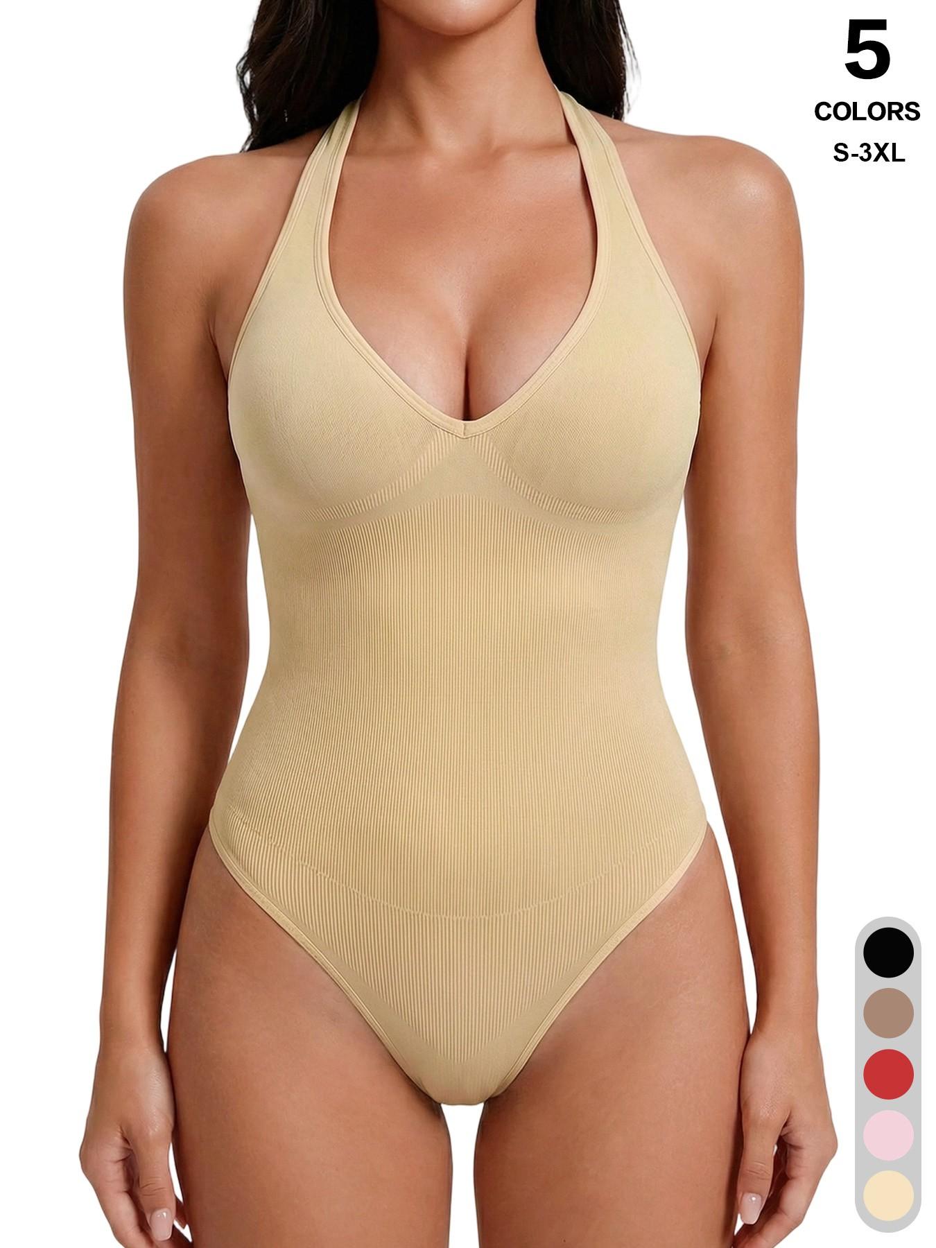 Women's Sexy Chic Halter Seamless Bodysuit Underwear Going Out Backless Tank Top Sleeveless Thong Body Suits Summer Outfits