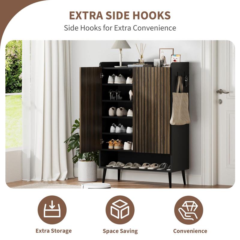 Shoe Cabinet，Large Shoe Cabinet with Doors,Adjustable Shelves, Shoe Organizer with Doors for Hallway, Entryway, Living Room