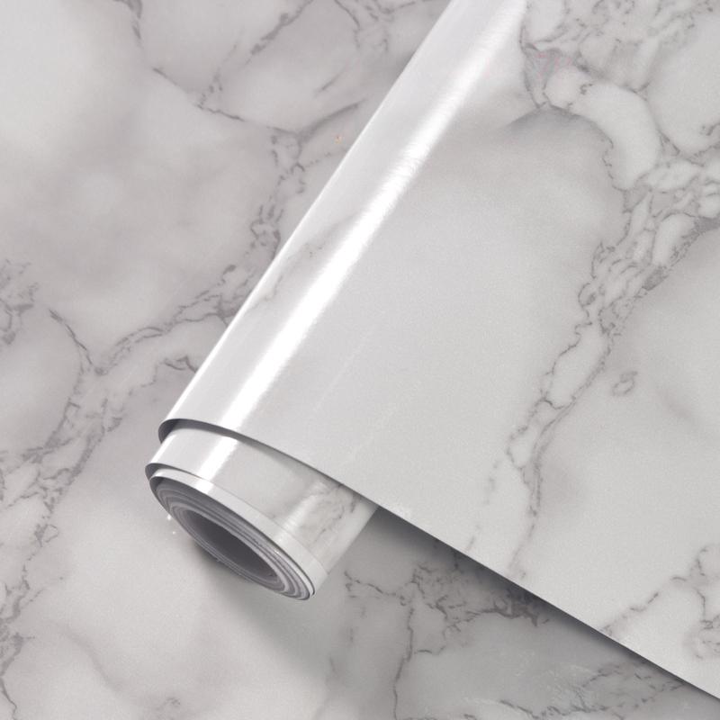 Marble Pattern Self-adhesive Sticker 1pc Waterproof Decorative Paper for Countertop Furniture Table Living Room Kitchen Bathroom Home Interior Decor Modern Pegatinas Decorativas
