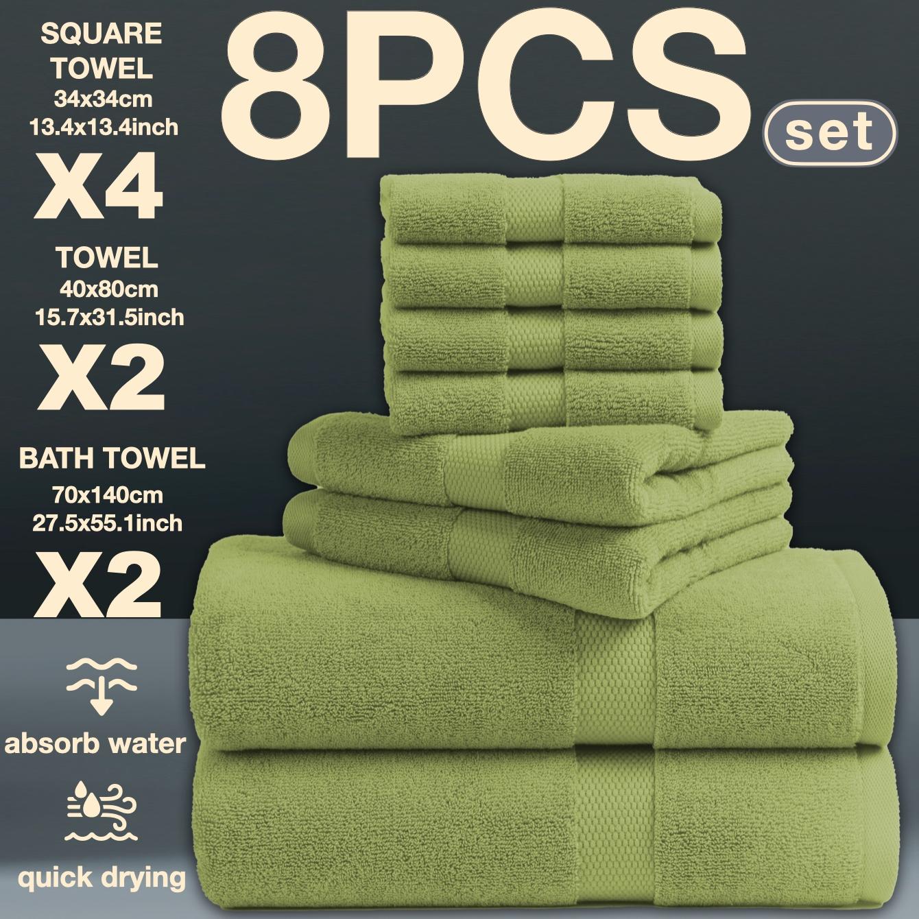 Luxury Bath Towel Set of 8 Pieces, 100% High Absorbent Turkish Towels, 2 Luxury Bath Towels 700gsm, 2 Hand Towels & 4 Face Cloths
