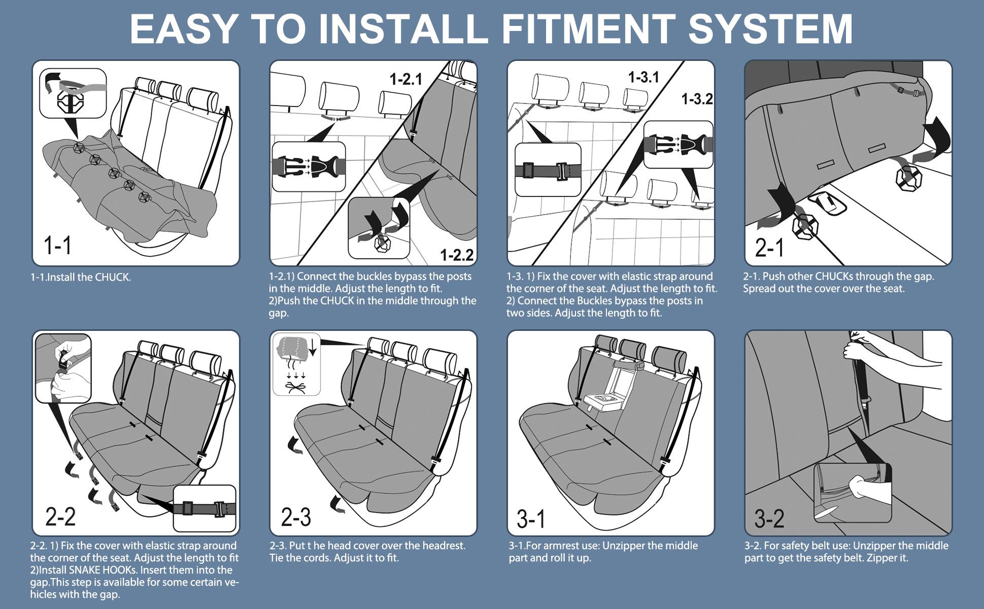 CAR PASS Leather Car Seat Covers Full Set Universal waterproof, 3D Foam Support  Universal Fit for Trucks Vans SUVs Sedans Automotive ，Airbag Compatible