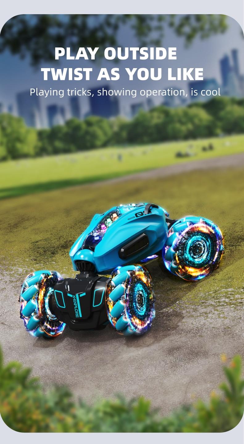 2.4GHz Gesture Sensing RC Stunt Car, Dual Remote Control, Spray Function, 360° Rotating Drift RC Cars with Lights & Music, Perfect Gift for Birthdays & Christmas