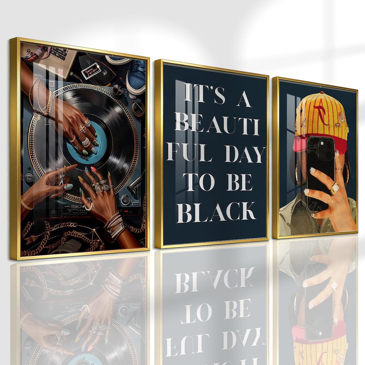 3 Counts Aluminum Alloy Framed Painting, Retro Vinyl Record And Modern Portrait Art Pictures, Home Decoration For Living Room, Bedroom, Office, Restaurant, Hallway Wall Decor, Odorless Print Artwork, Luxury Perfect Gift For Friends And Family