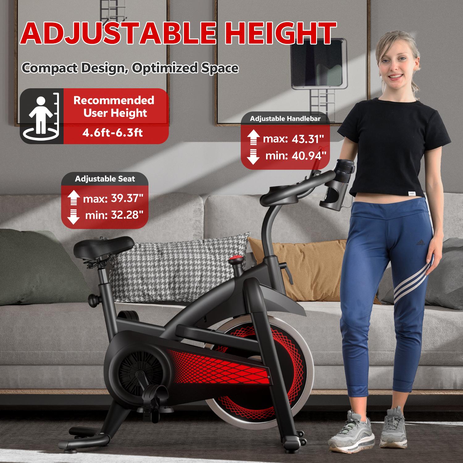 [New arrived] Exercise Bike 18LBS Flywheel ,Spinning bike 300 LBS Maximum load capacity;E bike Cycle Adjustable Brake Button; Adjustable Handlebar Height; Adjustable Seat Height.