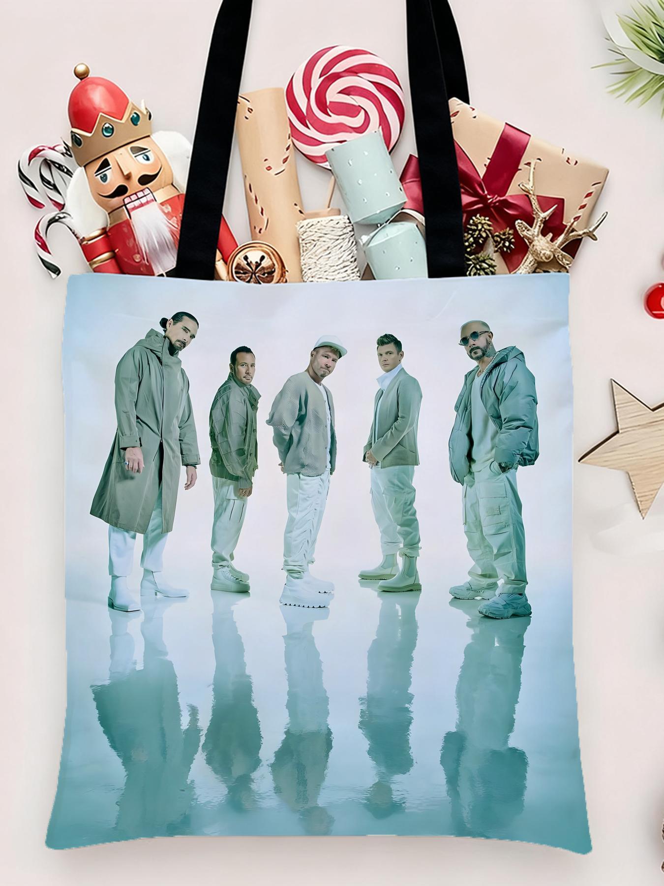 Backstreet Boys band Storage Bags Canvas Shopping Bag Christmas Party Tote Women's Handbag Festive Large Capacity Bag for Outdoor Picnic Party Travel Shopping Anime Crossbody Bags for Boys Girls Students Simple Tote