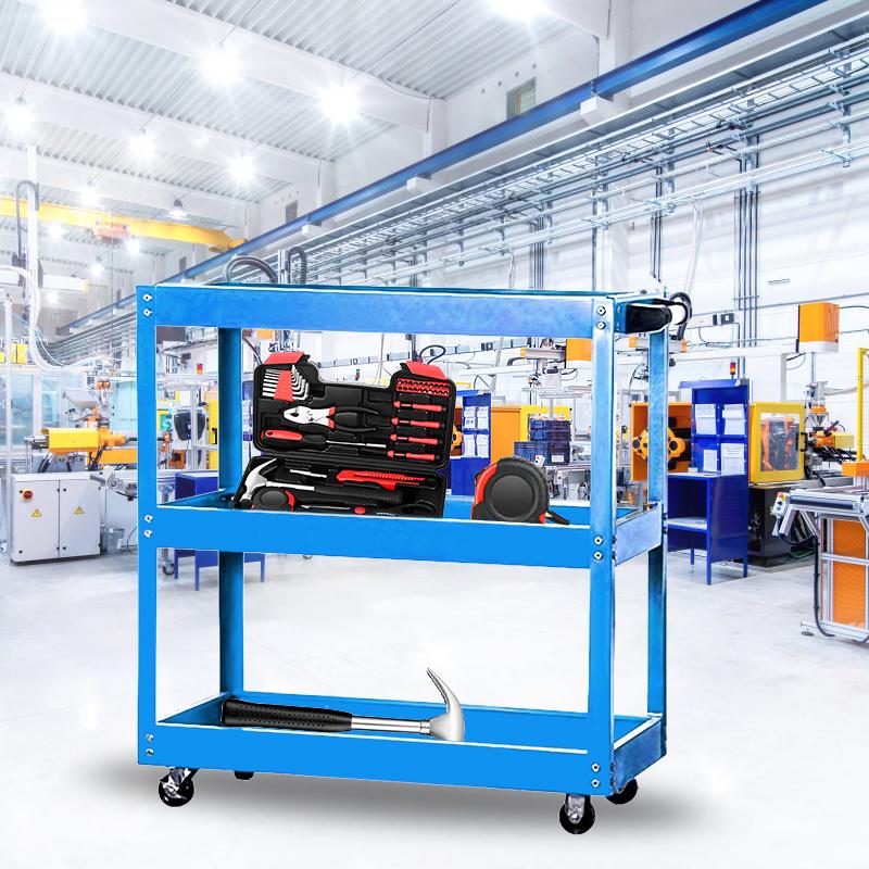 3-Tier Utility Cart,3 Shelves Rolling Carts with Brake Wheels,450lbs Load Capacity,Heavy Duty Mechanic Storage Cart Utility Cart for Garage Warehouse Workshop  with Two Brake for Office，Kitchen