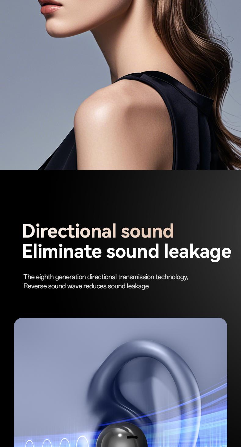 PIXNMO Clip On Ear Headphones with LCD Full Color Touch Screen, Bluetooth 5.4 Waterpfoof Earbuds, Audio Wireless Headphones for Music & Phone Calls