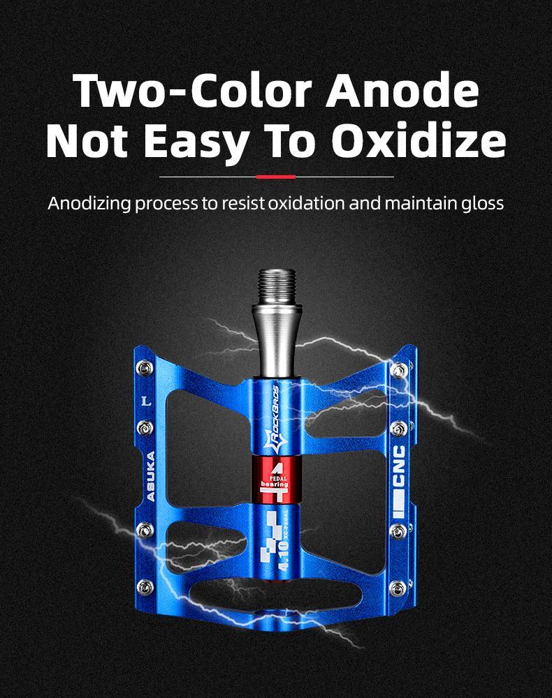 ROCKBROS 4 Bearings Mountain Bike Pedals MTB Padals Platform Flat Bike Pedals Aluminum Alloy 9/16"