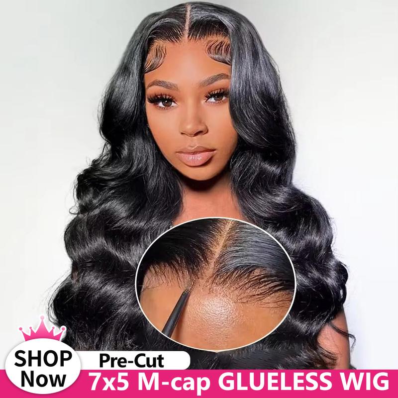 Bling Hair Wear and Go Glueless Human Hair Wigs Pre-cut Lace 7x5 Body Wave/Straight/Deep Wave Human Hair Wigs For Women Ready To Wear TikTokShopBlackFriday