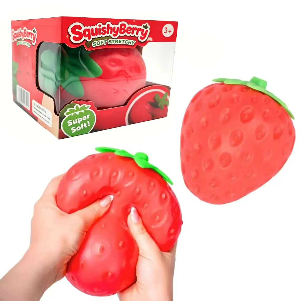 New Upgrade Strawberry – Extra Large 5" Squishy Stress Ball for Adults & Kids Ages 3+ – Fruity Fidget Toy for Stress Relief & Sensory Play – Safe & Durable Non-Toxic Material