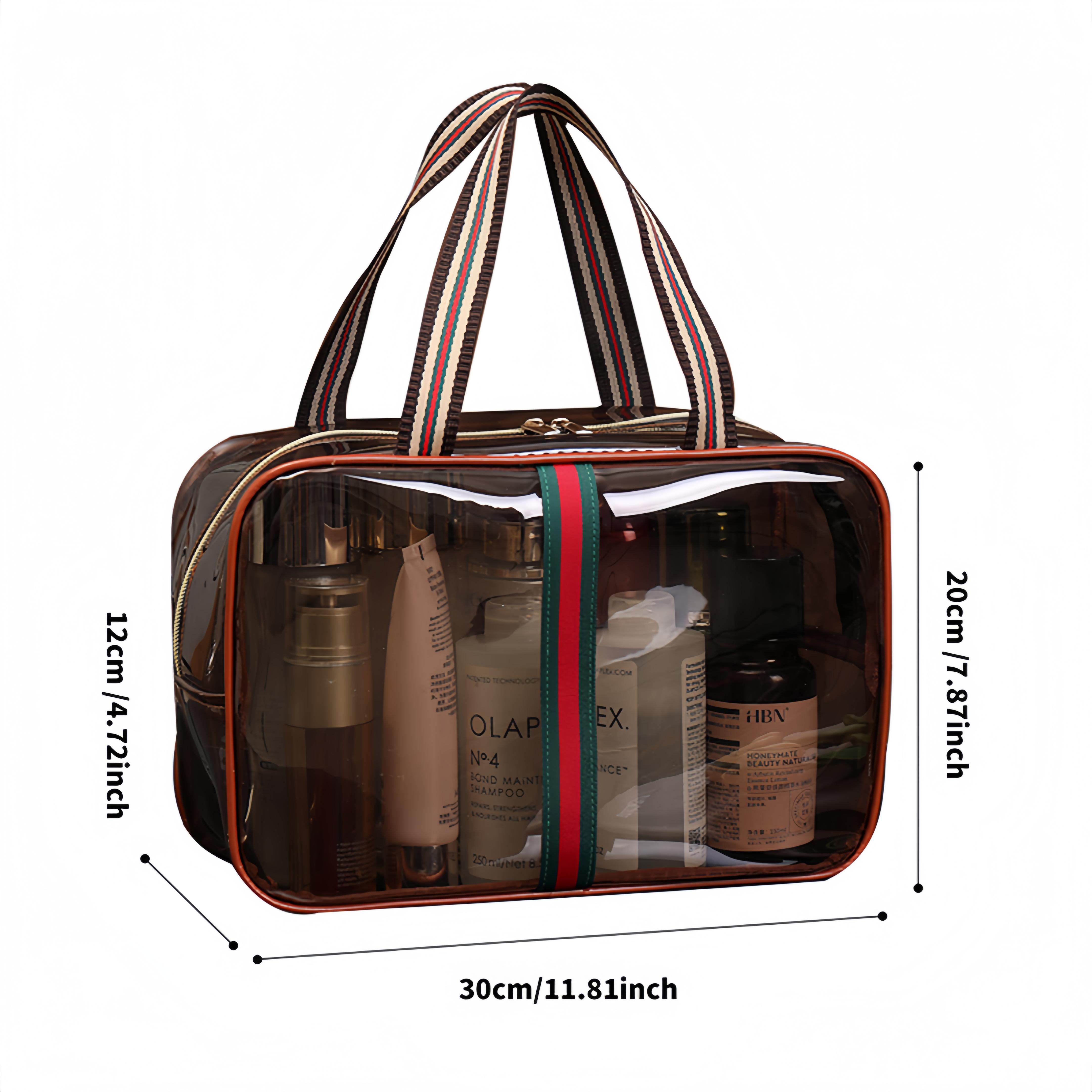 3PCS New Large Capacity Transparent Makeup Bag, VintageLuxury Style, Multiple , Portable Multi-Functional Storage Solution Cosmetics Organizer