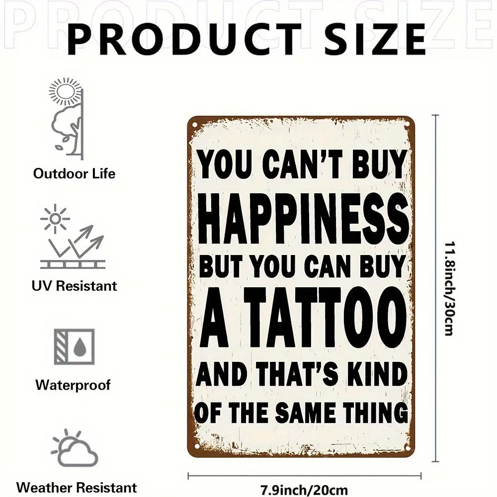 Funny Metal Tattoo Sign, 8x12 in Vintage Tin Plaque - Home Decor for Tattoo Studio Shop, Man Cave Gift for Tattooists