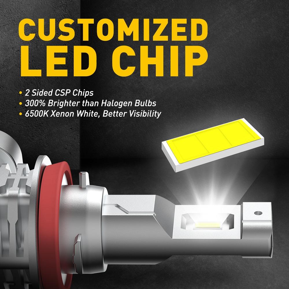 AUXITO H11/H9/H8/9145/H10/9140/9045/9005 HB3/9006 HB4 LED Fog Light Bulb Fanless, 40W 6000LM High Brightness LED Headlight , 6500K Cool White,3000K Amber Yellow,CSP LED Chips Fog Lamps Replacement for Cars, Play and Plug (Pack of 2)
