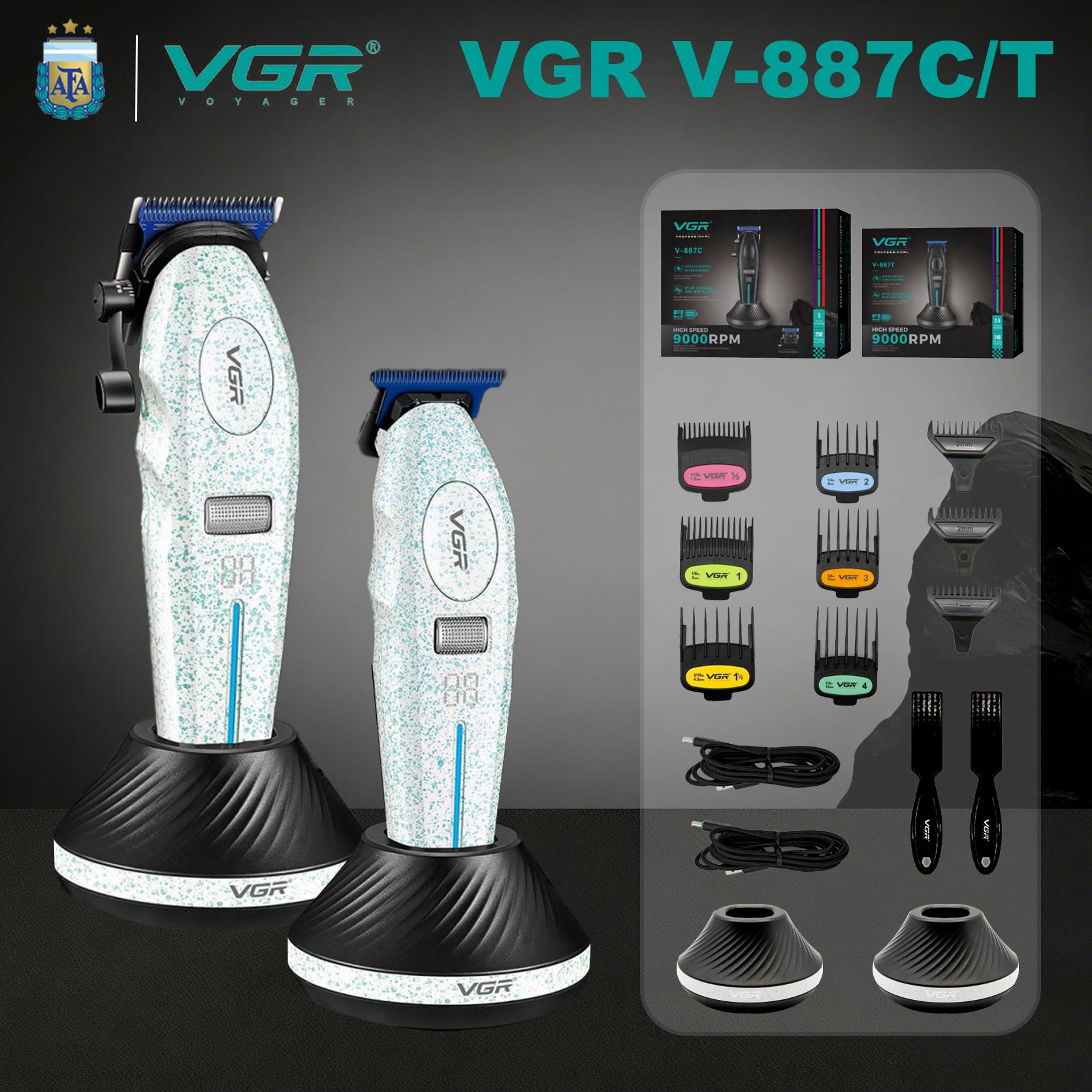 VGR Hair Clippers Professional Rechargeable Right Taper Trimmer 9000RPM Blue Ceramic Blade Hair Clippers For man V-887C V-887T VGR Hair Clippers Professional Rechargeable Right Taper Trimmer 9000RPM Blue Ceramic Blade Hair Clippers For man V-887C V-887T