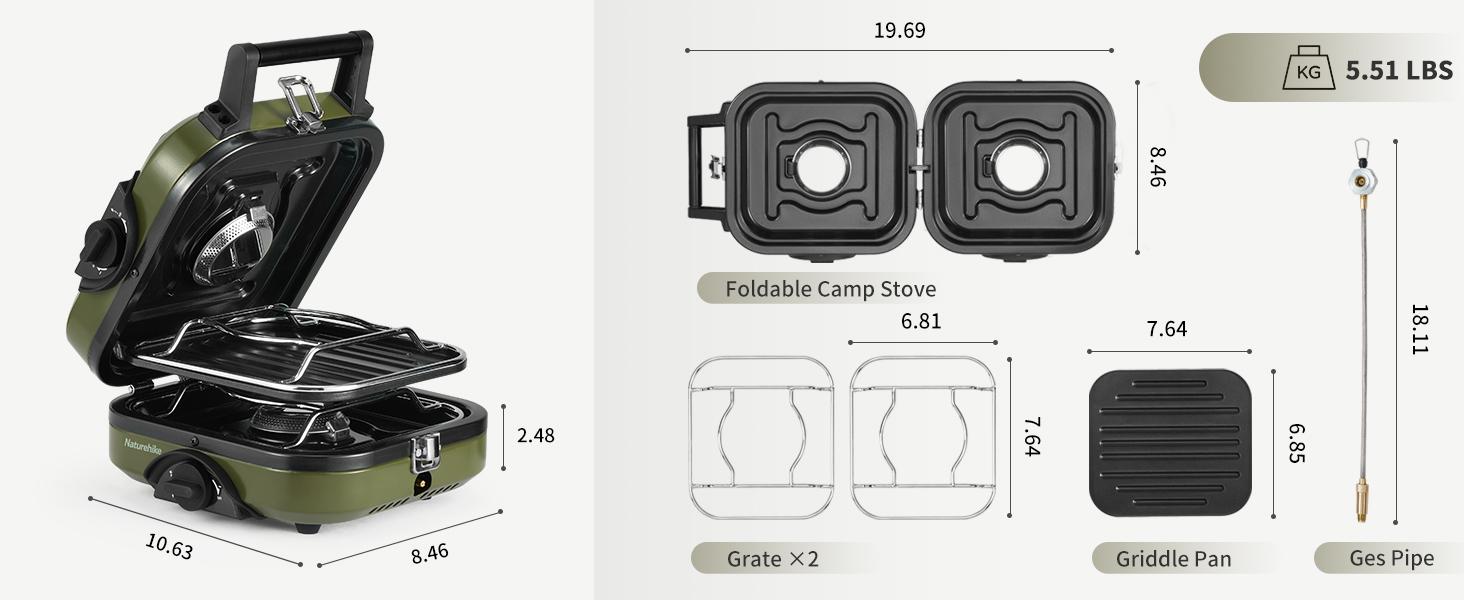 Naturehike 2-Burner Folding Camping Stove with Griddle – 16000 BTU Portable Gas Stove, Adjustable Burners,Lightweight & For Camping, Tailgating Outdoorfun camping accessories dealsforyoudays
