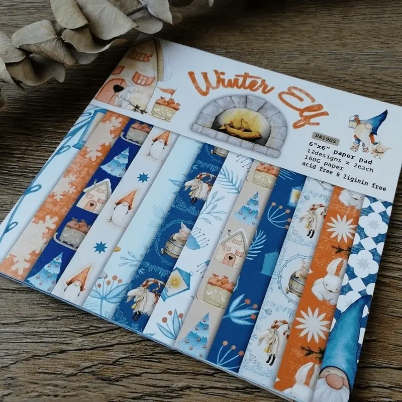 24 Sheets Winter Elf Patterned Paper Scrapbooking Paper Pack Handmade Craft Paper Craft Background Pad Single-side Printed