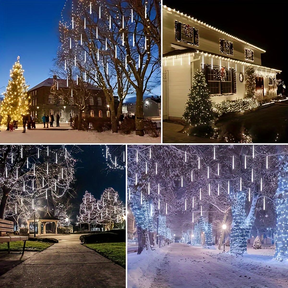 1pc 192LED Solar Meteor Shower Lights, Falling Rain Drop Lights, Solar Christmas Lights with 8 Light Tubes, IP55 Landscape Lighting for Trees Gardens Courtyards Christmas Wedding Party Mother's Day Halloween Christmas Outdoor Decoration