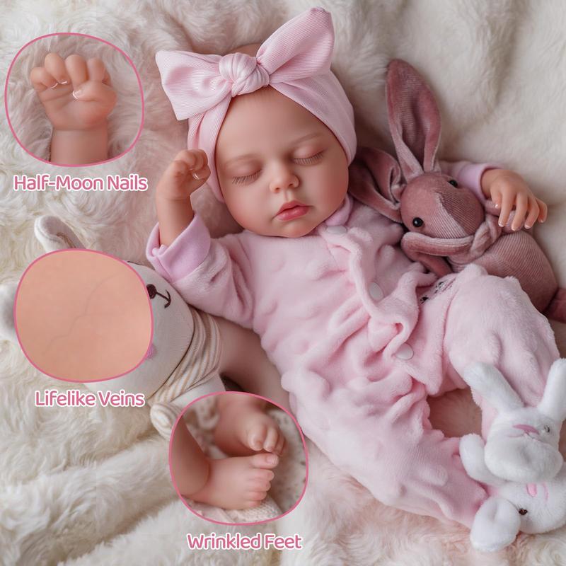 BABESIDE Reborn Baby Dolls - 17/20 Inch Cute Soft Vinyl Realistic Baby Doll Girl Poseable Smiling Real Life Rebornbabydoll with Complete Accessories for 3+ Years Old Gifts