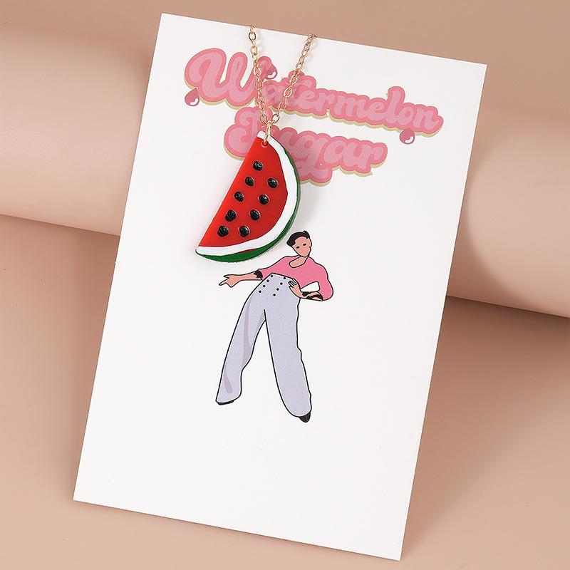 Summer Style Watermelon Pendant Necklace - Fashionably Simple, Versatile and Cute Necklace