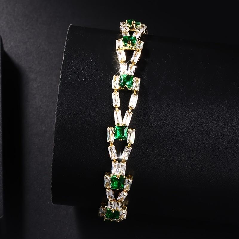 Luxury 2-Row Square Geometric Tennis Bracelet with 3A CZ for Women