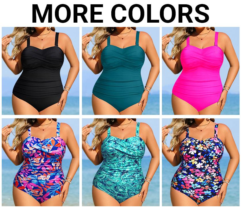 Aqua Eve Womens Plus Size One Piece Swimsuit - Ruched Tummy Control Bathing Suit Twist Front Swimwear