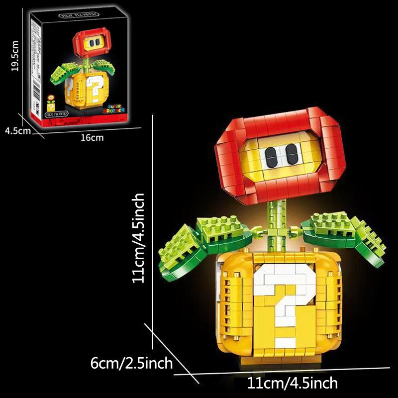 2-Pack Fun Style Carnivorous Plant Flame Flower Building Block Model Kit, Classic Game Elements, Cute Decorative Figurine, Holiday Gift