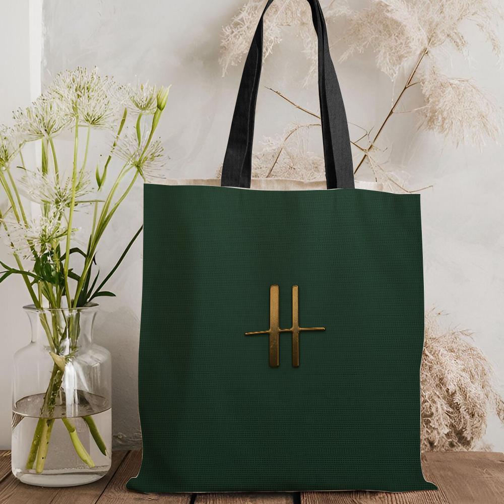 London L-Harrods Knightsbridge Storage Bags Canvas Double-Sided Print Black and White Tote Bag Large Capacity Shoulder Students Festive Fashion Eco Outdoor Picnic Travel High Quality Shopping Bag Machine Washable