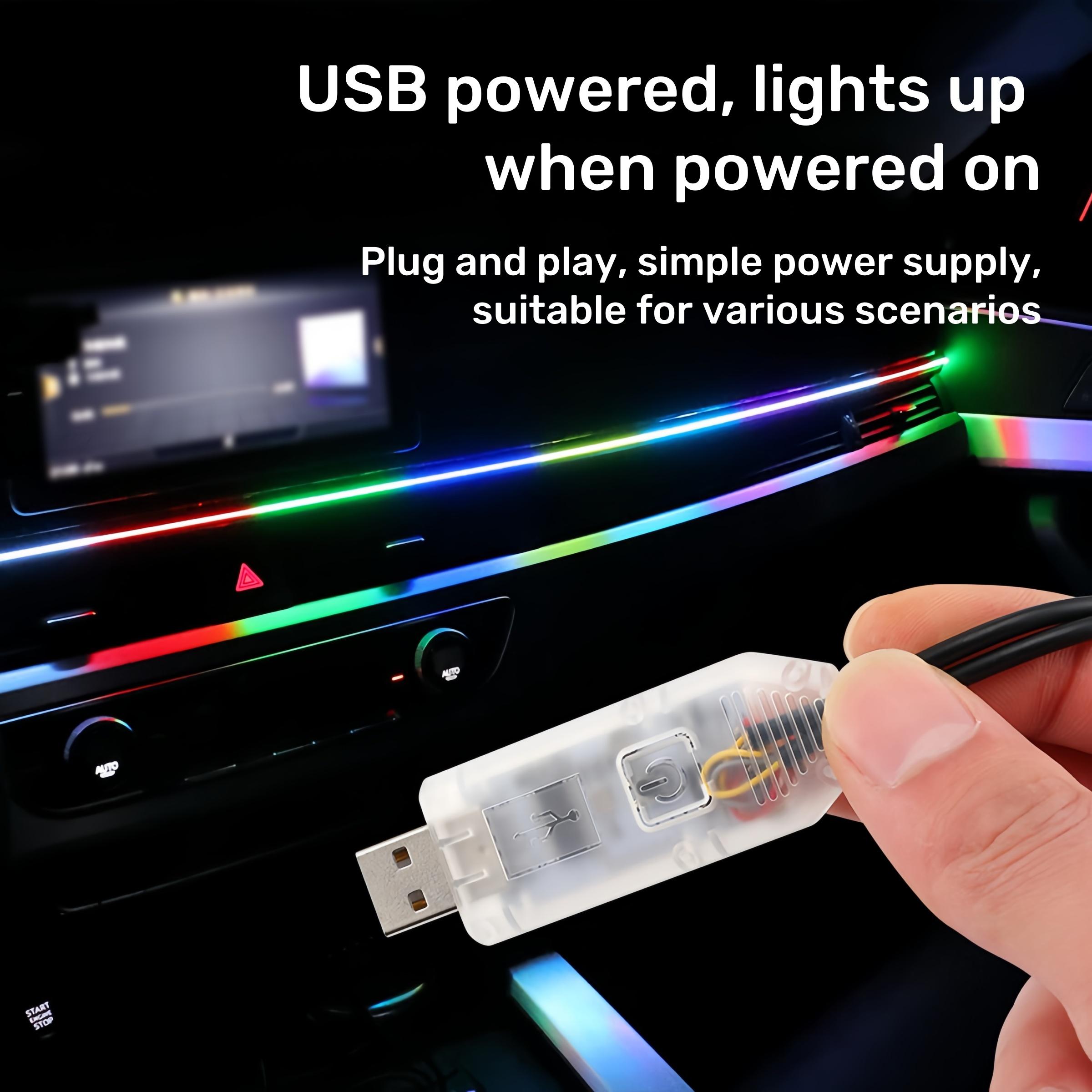 Car Center Console Ambient Light, Car Interior LED Lamp, Acrylic Dashboard Atmosphere Light, USB Wired Flowing Light, Car Ambient Lighting, Interior Car Lights