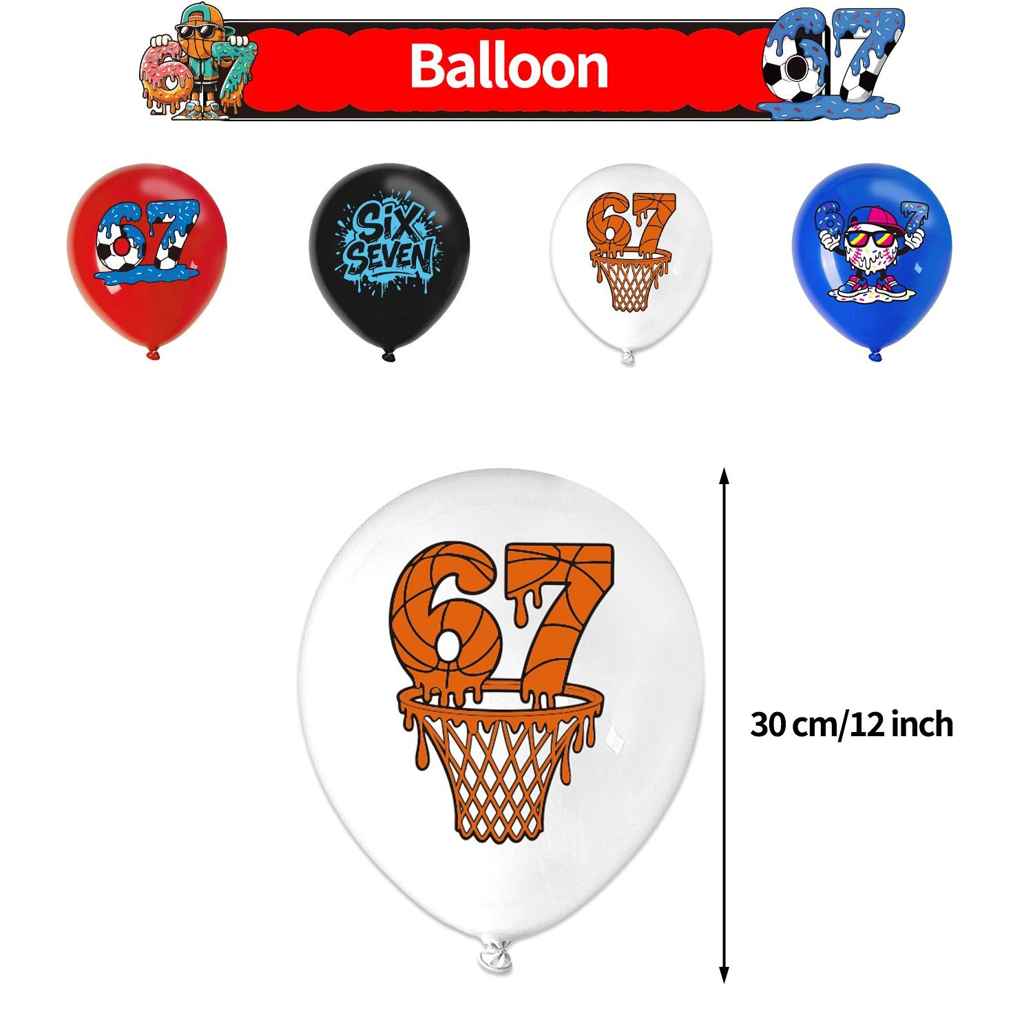 32-Pieces 67 Sports Theme Birthday Party Decoration Set, Party Event Props, Includes Banner, Balloons, Cake Topper, Backdrop, Perfect for Birthdays