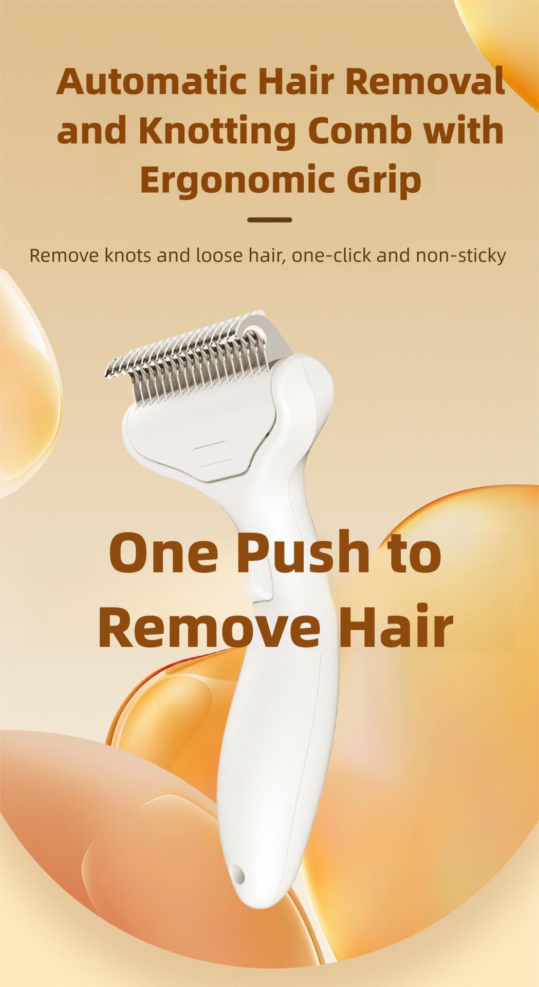 Pet De-matting Comb / Cat Brush - Removes Loose Hair & Undercoat - Grooming & Shedding Tool - One-Touch Self-Cleaning Pet Brush