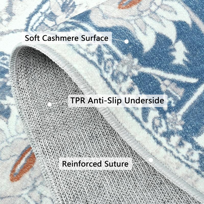 Lochas Boho Tribal Rug, Non-Slip Machine Washable Low Pile Carpet for Living Room, Soft Non-Shedding Floor Mat