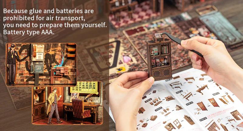 【FAREWELL TO THE NIGHT/BOOKENDS KIT/HOLIDAY GIFT/HANDMADE DIY TOYS/TIME-CONSUMING TOYS】CUTEBEE DIY bookcase with LED lights. Creative DIY toys. Bookcase decoration. Holiday gift with LED lights,cover dust