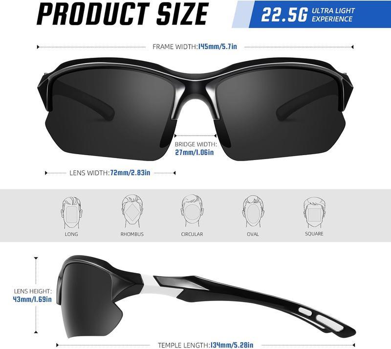 4-Pack Polarized Sports Sunglasses for Men – UV400 Anti-Glare Windproof Lightweight Eyewear, Outdoor Sun Protection Shades for Running, Fishing, Driving & Daily Wear