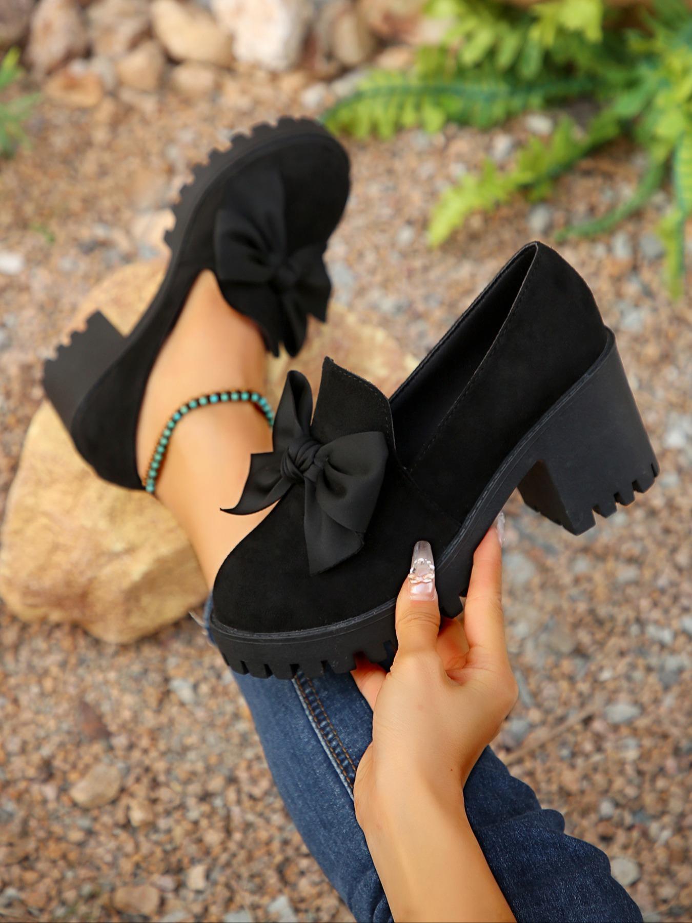 Women's Fashionable Solid Color Platform Chunky Heeled Classic Mary Jane Pumps, Casual Comfortable Shoes for Daily Wear, Perfect for Students and Outdoor