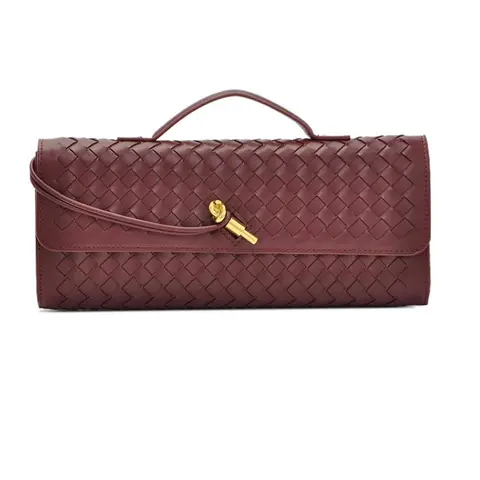 Ladies' Woven PU Leather Clutch Bag - Trendy Elegant Texture, Compact Fit, Adjustable Strap, Chic Underarm Crossbody Purse for Evening Wear, Special Occasions, Purses for Women