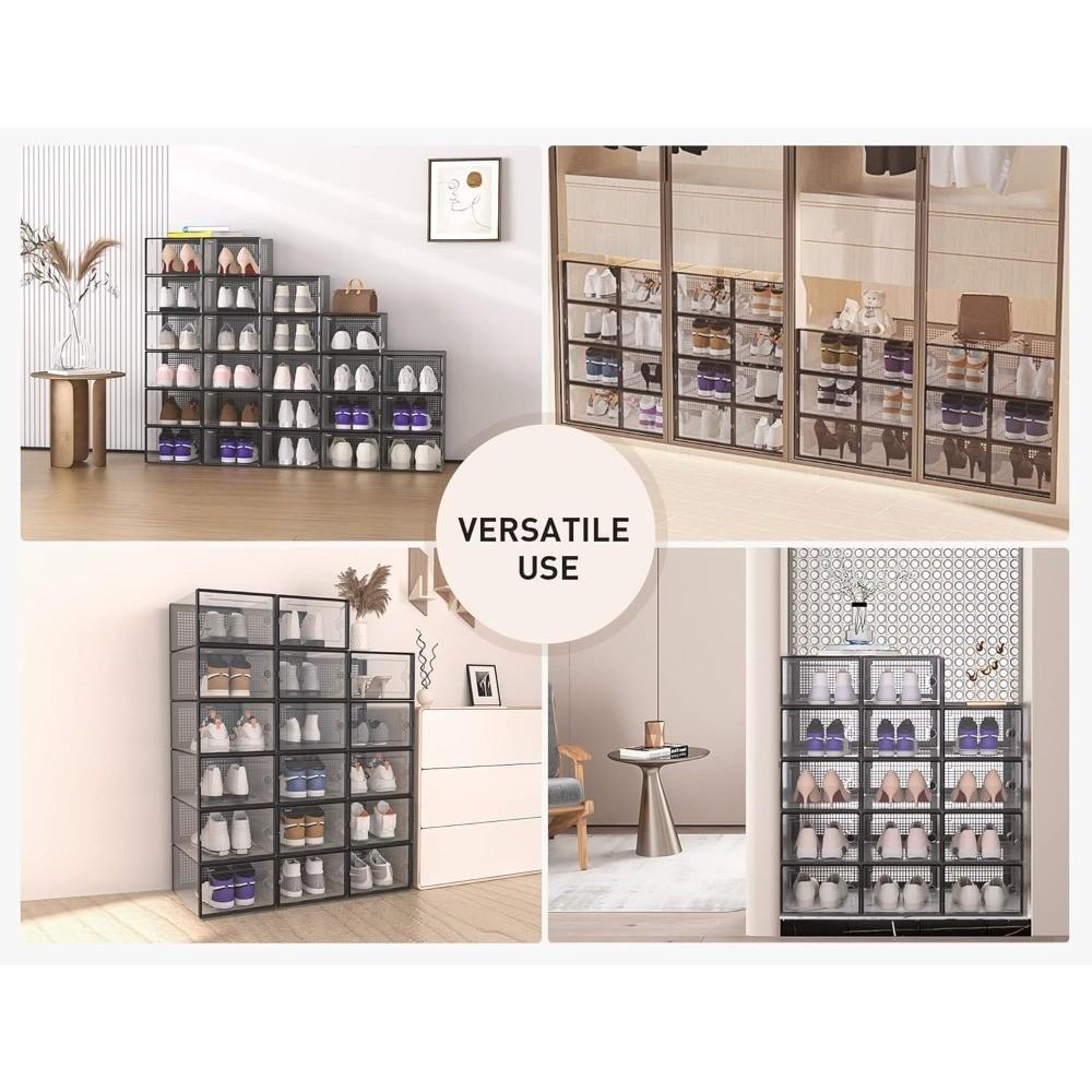 Large Shoe Box Organizer, Transparent Plastic Stackable, Replacement Shoe Rack, Sports Shoe Container, Toy Storage Box, Transparent