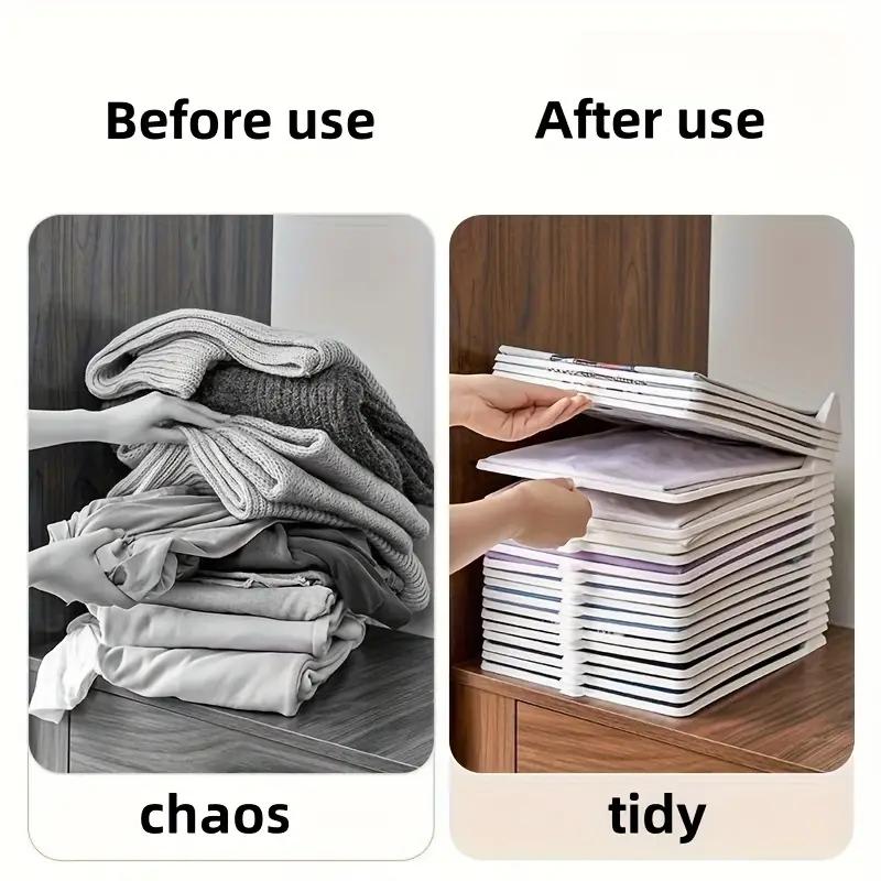20pcs Stackable Clothes Folders, Portable Plastic Shirt & T-Shirt Organizers, Space-Saving Closet Storage, Neutral Color, Home Organization