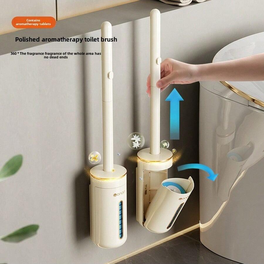 Disposable Scented Toilet Brush Set with 8 Replacement Heads, Bathroom Cleaning Tool, No-Dead-Corner Cleaner, Back-To-School Supplies