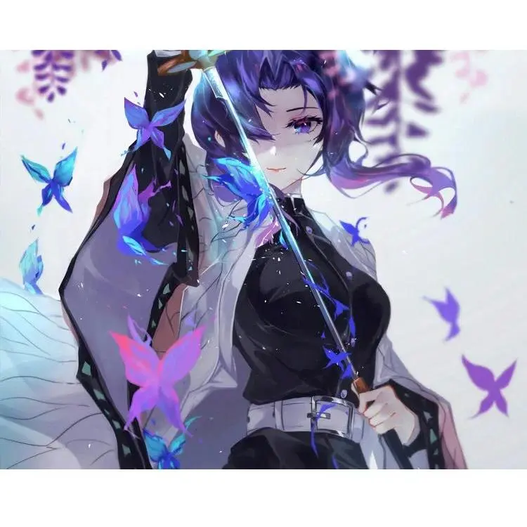Kochou Shinobu Cosplay Costume Set for Adults, Anime Demon Slayer Kimono with Butterfly Pattern Haori and Wig for Party, Sizes S, M, XL, Cartoon Character, All Seasons